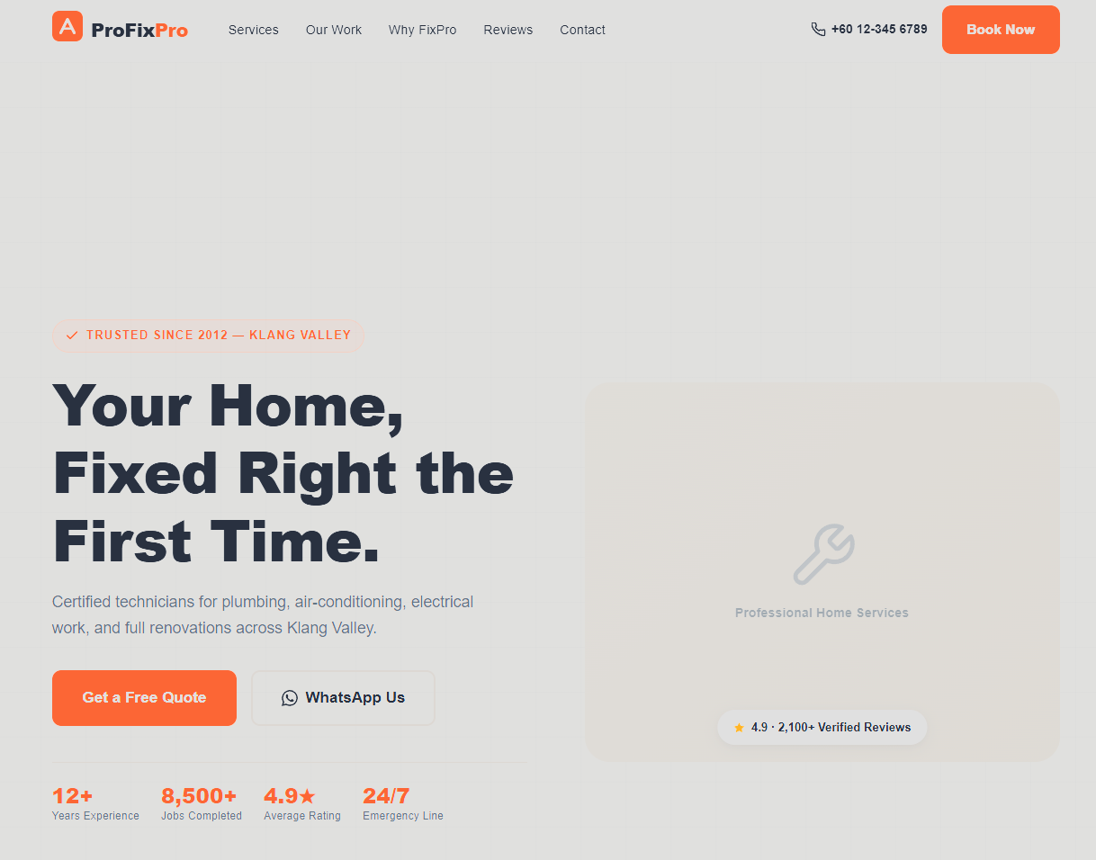 Professional services website — Sabah